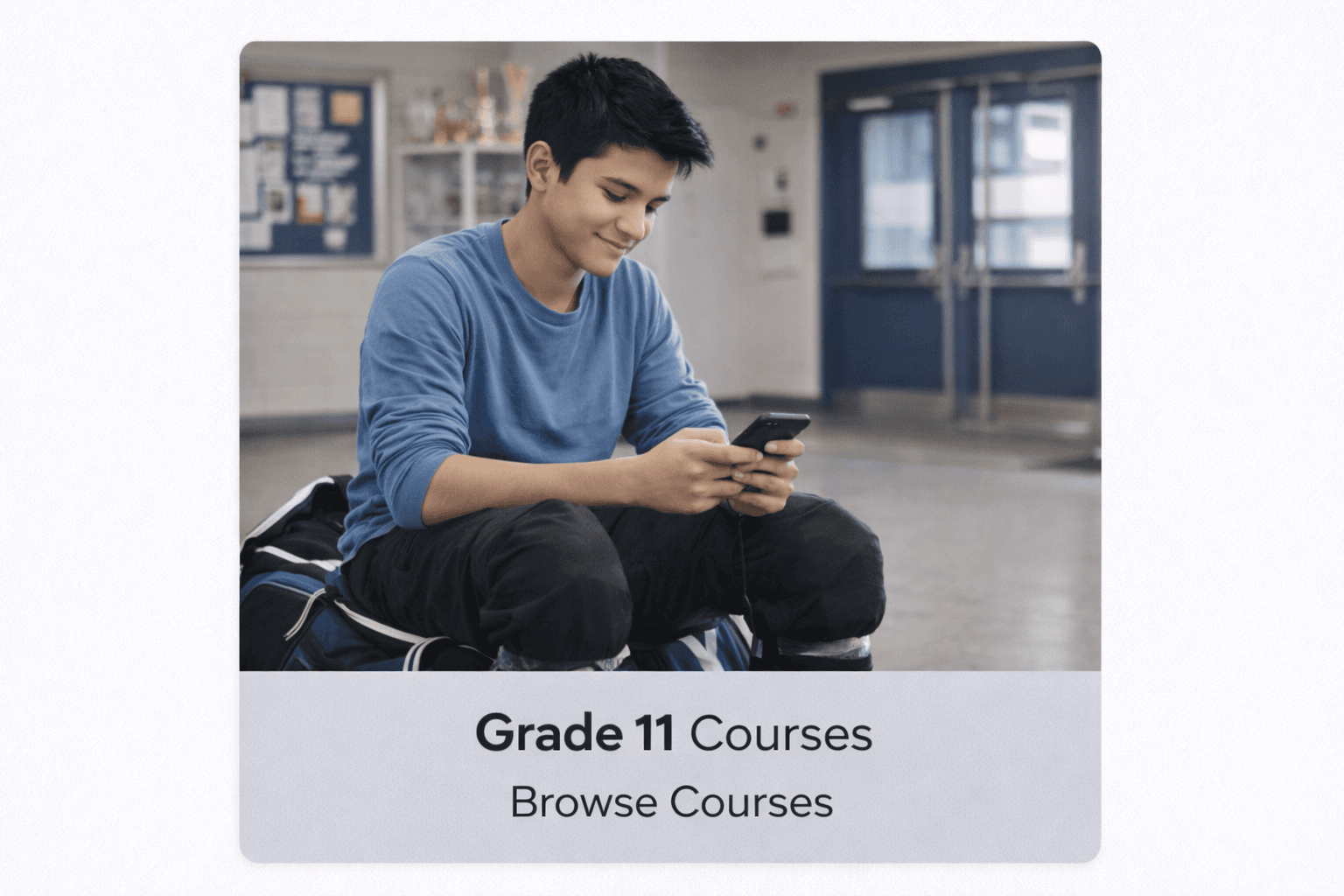Grade 11 students studying online